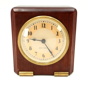 Vintage Seth Thomas Mantle 8-Day Clock Square Made in USA MCM Decor NOT RUNNING